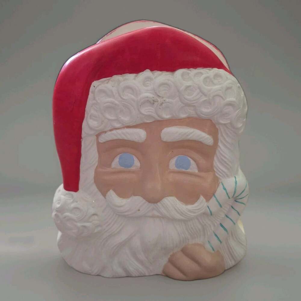 Vintage Card Napkin Holder Santa Claus Ceramic Traditional Christmas Holiday